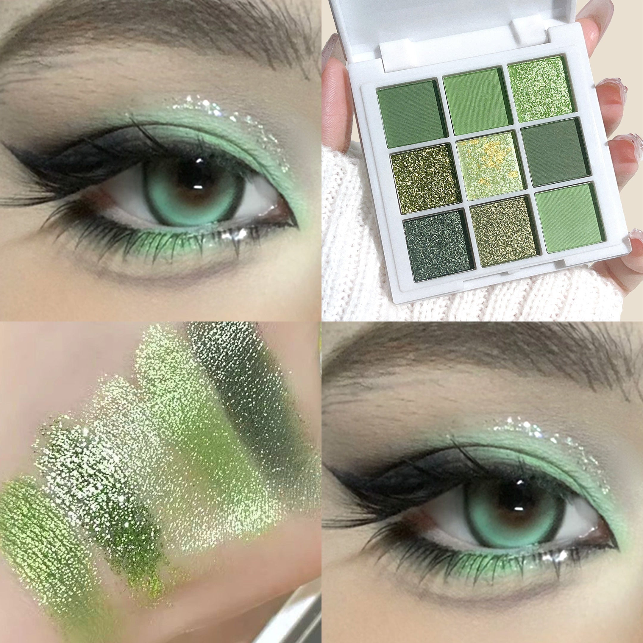 [Valentine's Day Gifts] Avocado Green 9-Color Eyeshadow Palette - Neutral Matte And Shimmer Effects, Three Textures in Forest Green Tones, High Pigmented Waterproof And Sweat-Resistant, Beginner-Friendly, Perfect for Valentine's Day Gifts, Parties, And Da