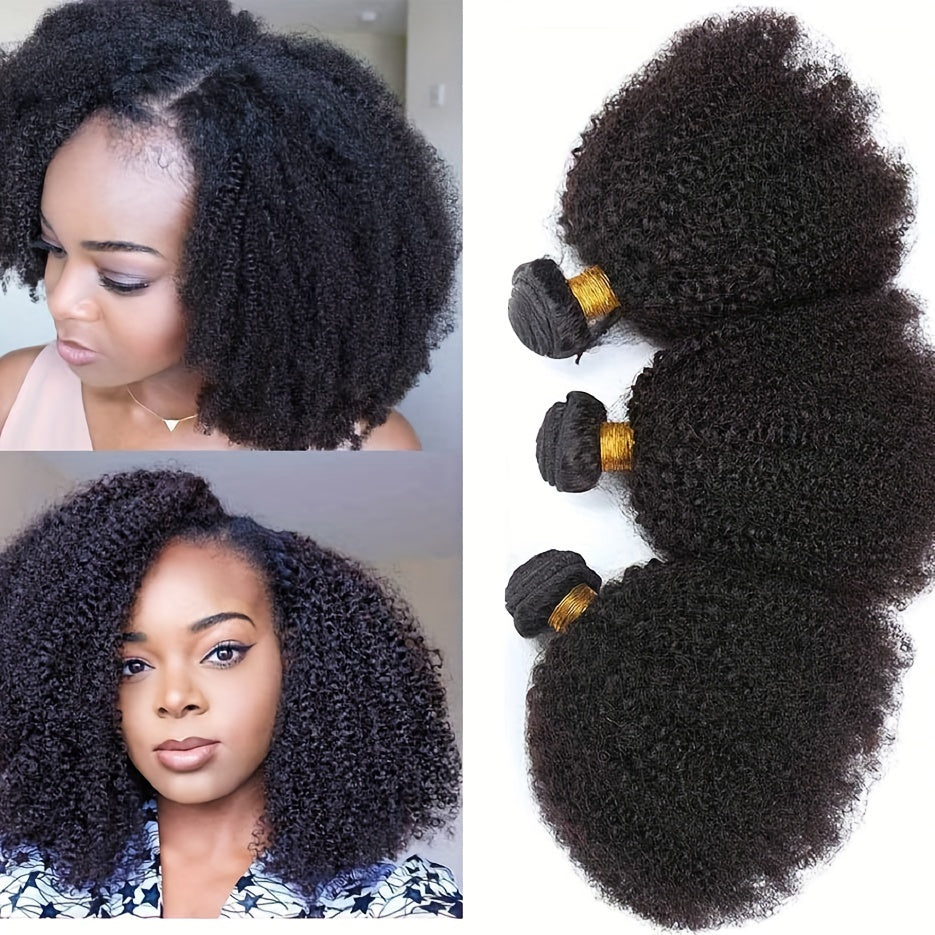 1 Bundle (for One) Mongolian Afro Kinky Curly Human Hair Extensions Suitable for - 4B & 4C Hair Bundles, Natural Color Afro Curly Weave, Unprocessed Hair for Dreadlocks, Braids, Twists
