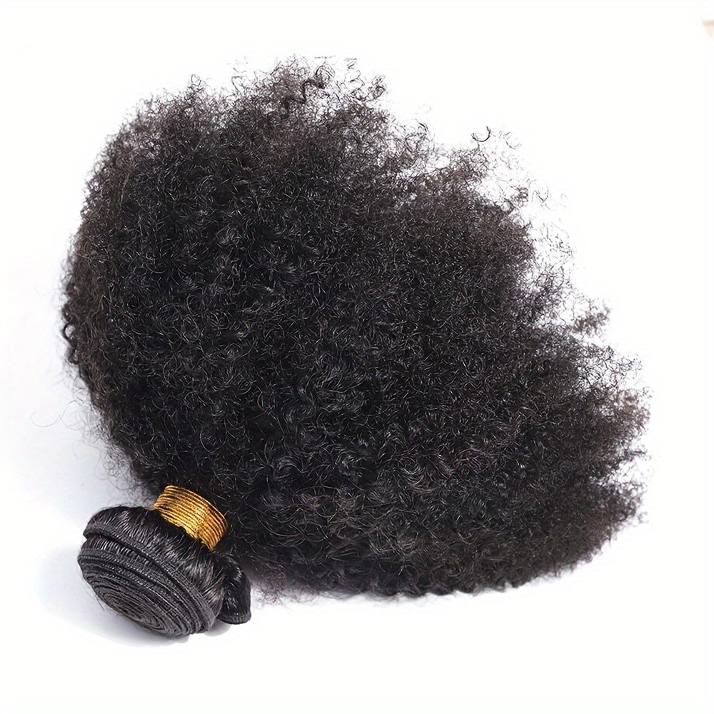 1 Bundle (for One) Mongolian Afro Kinky Curly Human Hair Extensions Suitable for - 4B & 4C Hair Bundles, Natural Color Afro Curly Weave, Unprocessed Hair for Dreadlocks, Braids, Twists
