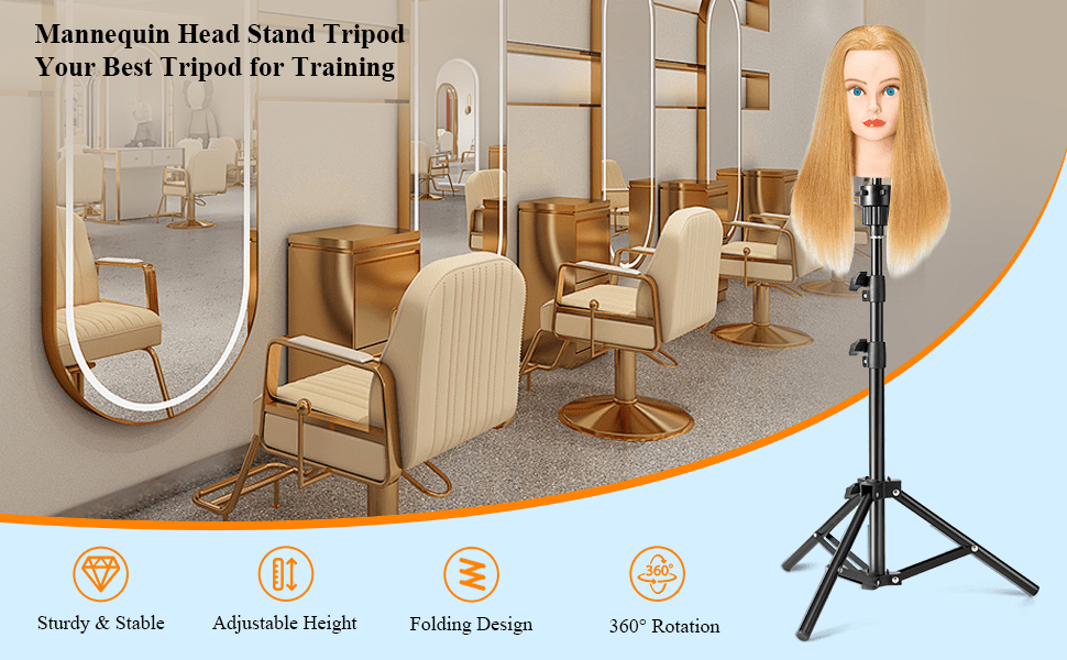 Wig Head Stand, Reinforced Mannequin Head Stand, Adjustable Wig Stand Tripod For Styling Cosmetology Hairdressing Training, Gifts For Women, Christmas Gifts(Mannequin Head Not Included)