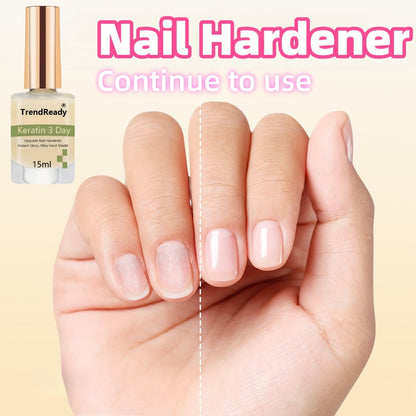 Nail Hardener 2 Bottles Extra Strong & Jelly Nude - Ridge Filler Base Coat for Damaged Weak Nails, Keratin Strengthening Nail Polish, DIY Gel Manicure for Home Salon & Nail Art