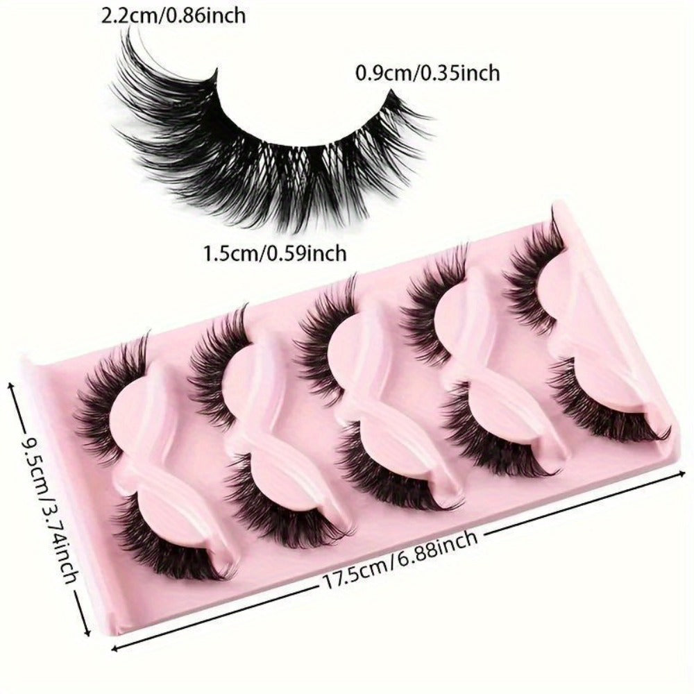 3 Boxes (15 Pairs) of Cat-Eye False Eyelashes, Featuring Natural Long Manga Lashes with Winged Tips for an Elongated Eye Appearance