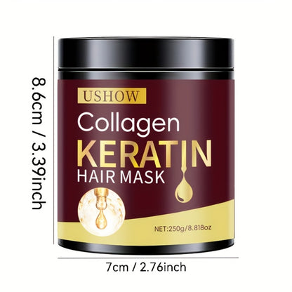 Collagen Keratin Hair Mask 250g - Intensive Repair & Split End Protection for Dry Damaged Hair | Softens & Fortifies | Deep Nourishment Treatment for Women