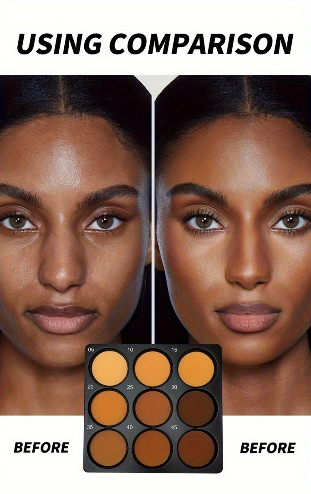 Contour and Concealer Palette 9 Colors Matte Waterproof Oil Control 3D Natural Makeup Effect Eyeshadow Foundation for All Skin Types