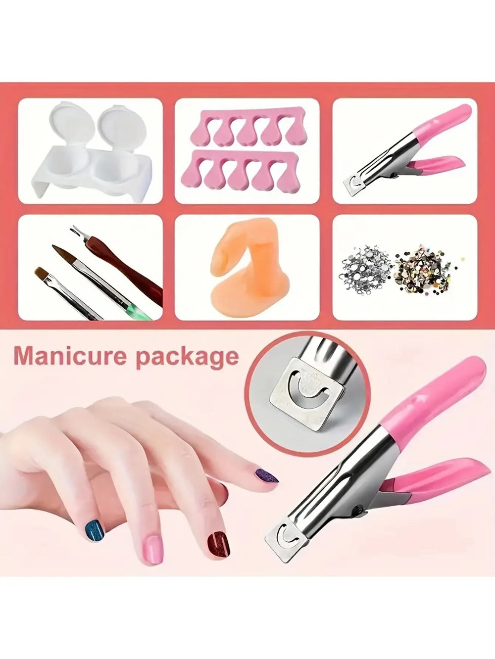 23-in-1 Professional Acrylic Nail Kit Complete with 12 Glitter Colors, White & /Pink Powder - DIY Nail Extensions for Beginners & Pros, Full Nail Set (No Glue/Liquid) - - Manicure System for Women