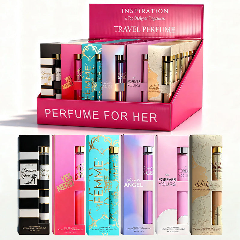6-Piece Travel Set, Women's Eau De Parfuma Spray, Long Lasting Fragrance, 6 Different Flavor, Perfect For Holiday Gifts, Dating, Daily Life, Parties, 1.18 Fl Oz/bottle