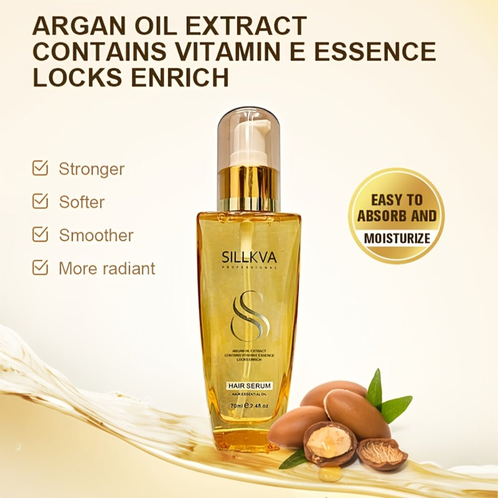 Argan Oil Hair Serum Extra Strength Deep Moisturizing Treatment — Repairs Dry, Frizzy, Damaged & Coarse Hair, Vitamin E Enriched, Paraben-Free & Sulfate-Free Formula, Lightweight Shine Serum, 1 Pc