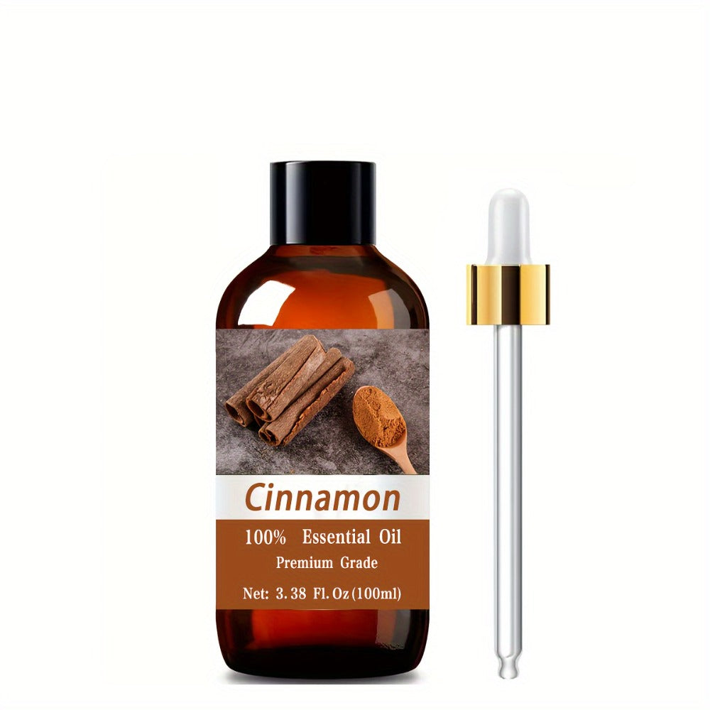Cinnamon Essential Oil, 3.38oz(100ml), for Hair & Skin Care, Massage, Moisturizing Massage Essential Oil for Men & Women, Meditation Gift, Perfect Christmas Gift