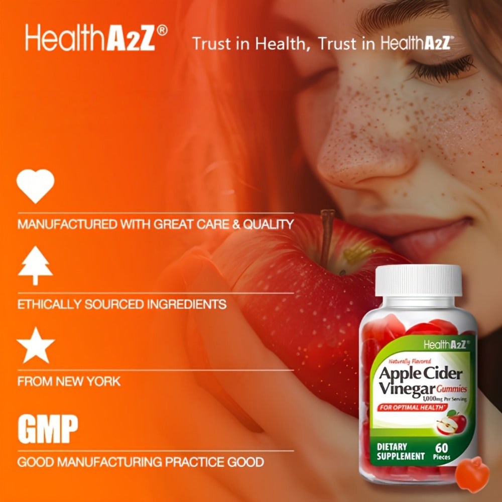 Apple Cider Vinegar Gummies 1000mg 60ct | Extra Strength ACV with B6, B12, Folic Acid, Pomegranate & Beet | Digestive Health, Clear Skin & Diet Support | Antioxidant | Great Taste