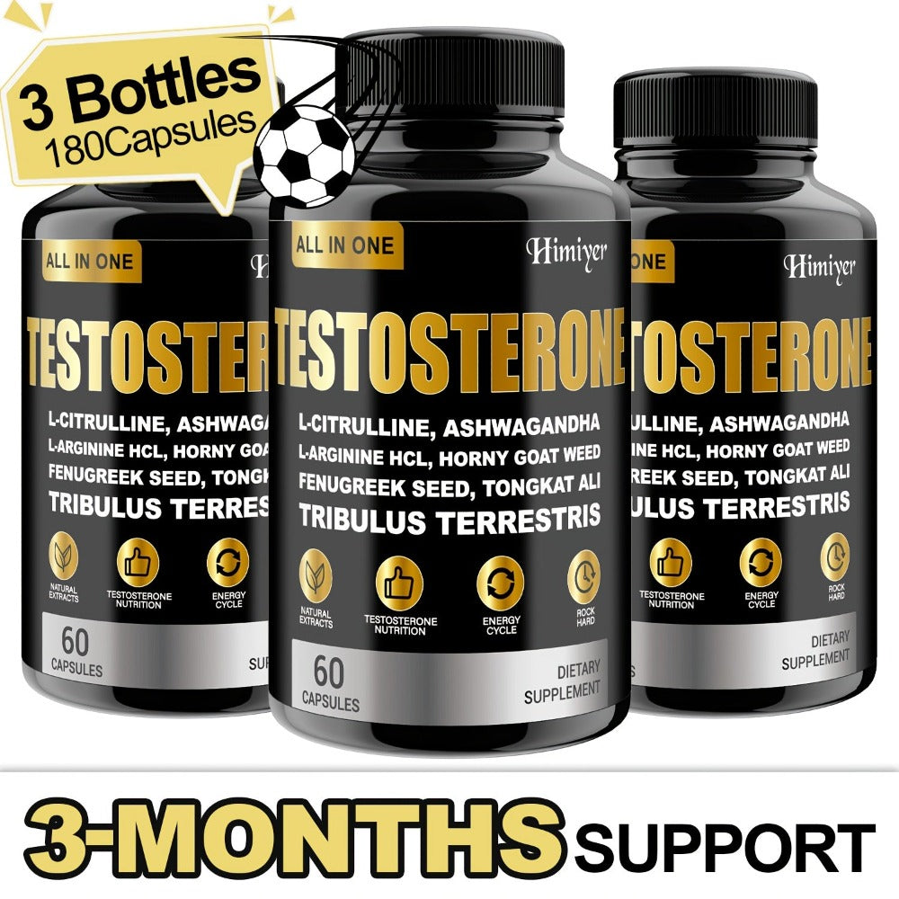 Rock Hana Male Testosterone Capsules, Male Testosterone, Vitamin Supplement - Contains L-Citrate, Asuganda, Male Goat's Foot Grass, Wild Vegetable Seed, Epimedium Extract, Maca, Indian Ginseng - Blue Chew for Men - Adult Enlargement Supplement, Muscl