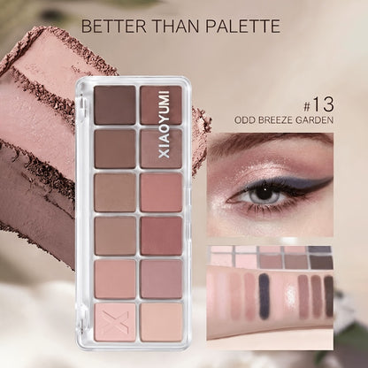 Eyeshadow Palette 12 Colors with Brush – 2-in-1 Eyeshadow & Blush, Shimmer Glitter & Matte Shades, Waterproof Long-Lasting Formula, Travel Size, Beginner-Friendly Eye Makeup Set