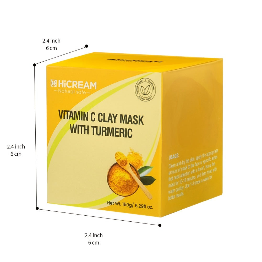 Turmeric Vitamin C Clay Facial Mask 1pc, Deep Cleansing Skin Care Mask for Autumn & Winter, Rich In Kaolin & Aloe for Moisturizing, Brighten Skin, Christmas & Halloween Gifts, Korean Skincare Product, Improve The Look Of