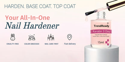 4-in-1 Nail Protein Hardener 2 Pack Natural Nail Strengthener for Weak Splitting Brittle Nails Extra Strong Fast Drying Long Lasting Nail Growth Polish Treatment for Fingernails Women Men
