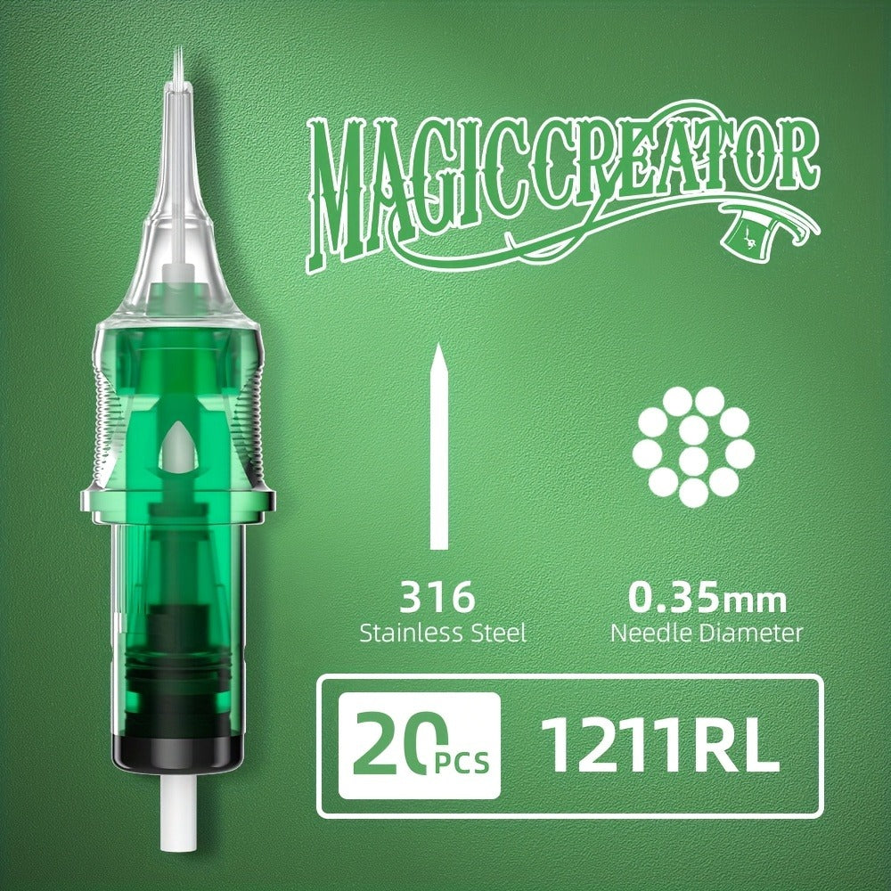A Set of 20 Disposable Tattoo Needles for Magicians, Featuring High Transparency, Adjustable Lines, Various Gauges, Excellent Rigidity, Lasting Sharpness, And Ample Ink Capacity, Perfect for Both Professional Tattoo Artists And Novices