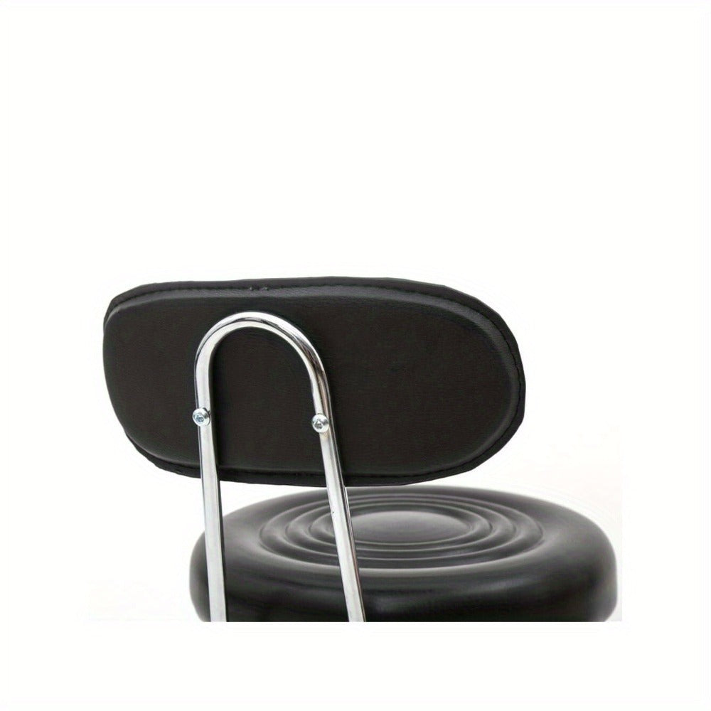 Adjustable Height Rotating Bar Stool with Backrest And Stripes, Modern 360° Swivel Armless Chair for Kitchen, Dining, Living Room, Bistro, And Spa - Black