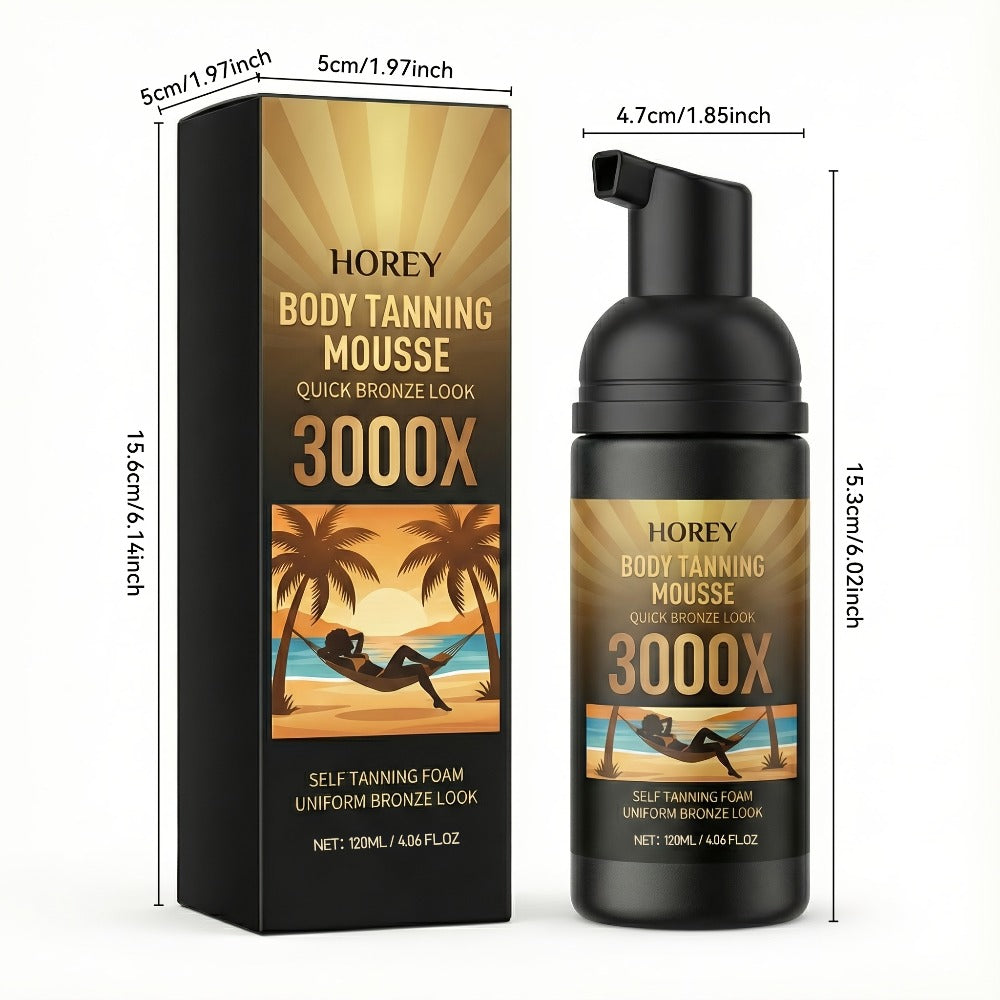 3000X 4.06oz Summer Deep Brown Tanning Mousse- Enriched with Carrot And Coconut Oil- Summer Glow for Bronzed Skin- Hydrating& Tanning- Fashionable Wheat-Toned Complexion- Effect: Medium-Dark to Dark Skin Tones