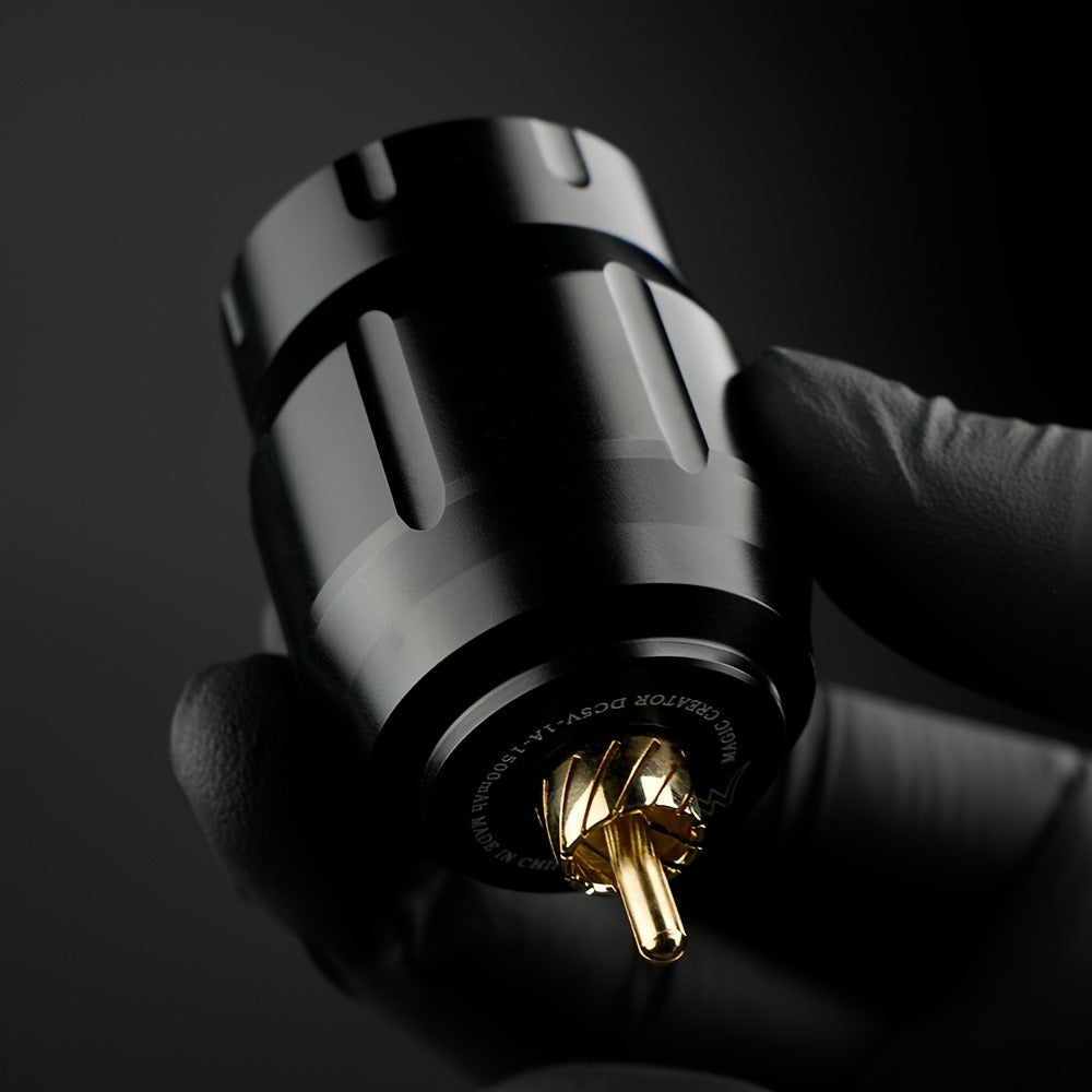 Wireless Power Supply for Tattoos, Featuring a Portable Rechargeable Motor Without Cords, Equipped with an LED Digital Display And RCA Connector, Designed for Rotary Tattoo Machines And Makeup Tools