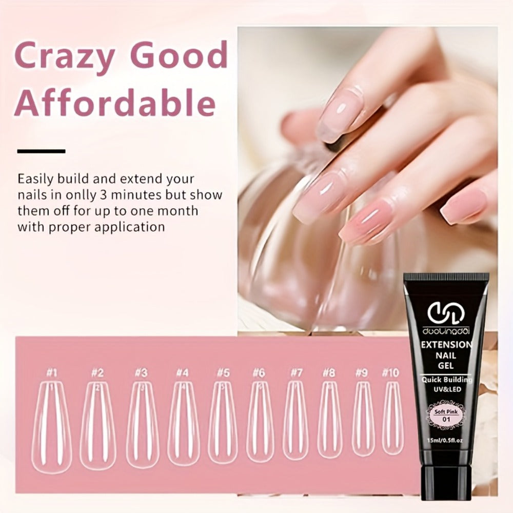 All-in-One Poly Nail Gel Kit: 6 Colors (Clear, Pink, White) Hard Builder Gel for Nail Extensions & Thickening - Long-Lasting Salon & Home Use Nail Strengthening System, French Manicure Solution for, brittle, thin Nails