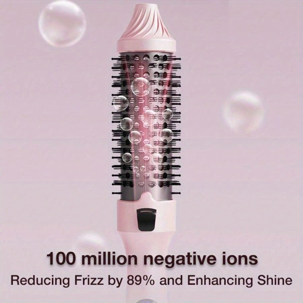 Thermal Air Brush, Straight & Curling 2-in-1 Blowout & Natural Curls, Negative Ion Tech for Frizz-Free, Temp Control & Lightweight for Travel/Gift