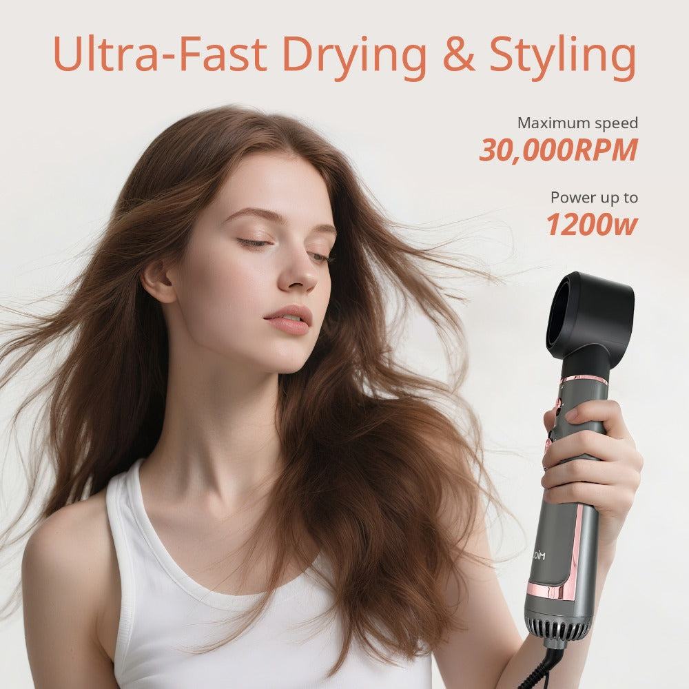 Professional Multi-Functional Hot Air Brush, Negative Ion Tech For Frizz-Free Hot Air, Hair Dryer Brush And Styler, Air Styling Brush Combines, Curling Iron, Massage Straightening Brush, Multiple Temperature & Wind Speed Settings