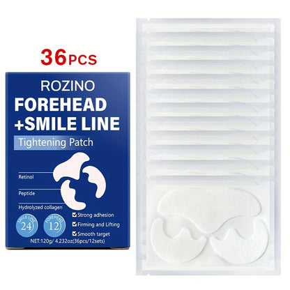 Retinol Peptide Face Patches 36pcs Anti-Wrinkle Forehead Smile Lines Hydrolyzed Collagen Lifting Patches Strong Adhesion - 12-Day Smoothing Glow Treatment