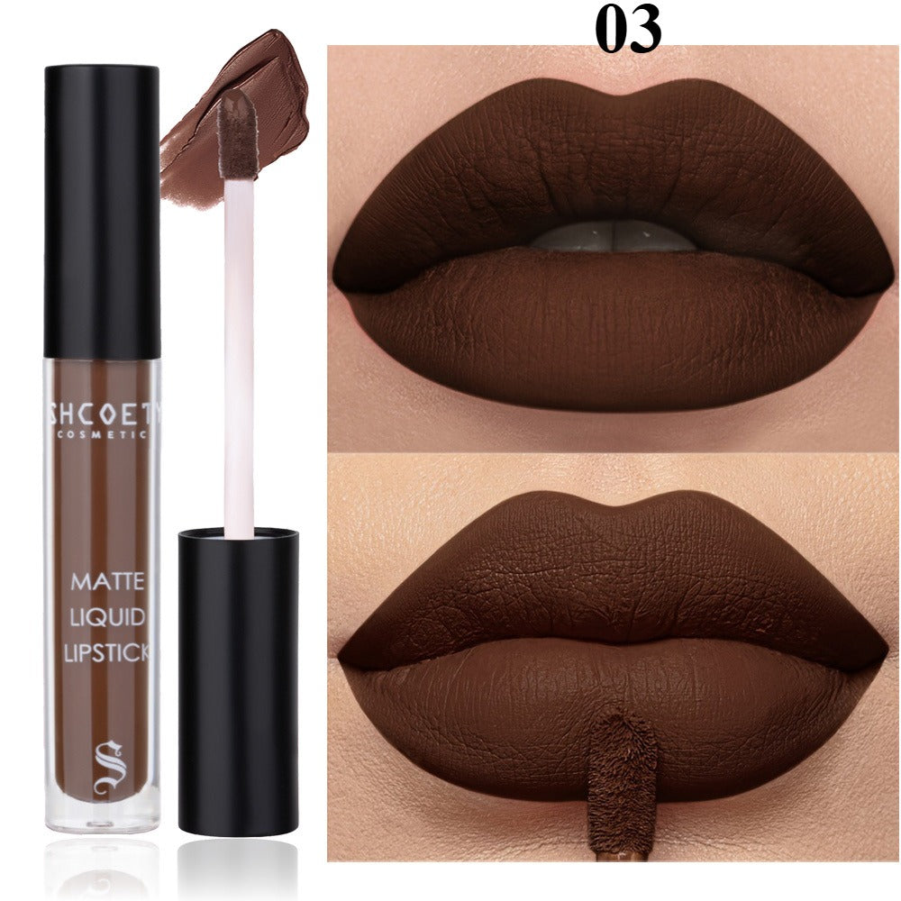 Matte Lip Glaze Set of 3 — Long-Lasting Waterproof Velvet Lip Mud in Brown, Pink & Red, Non-Stick Non-Greasy Formula, Cute Bear Packaging, Perfect for Daily Wear, Party & Festival Makeup