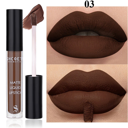 Matte Lip Glaze Set of 3 — Long-Lasting Waterproof Velvet Lip Mud in Brown, Pink & Red, Non-Stick Non-Greasy Formula, Cute Bear Packaging, Perfect for Daily Wear, Party & Festival Makeup