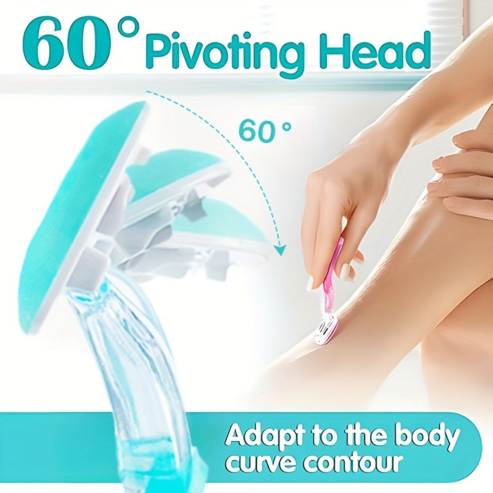 Modess Sensitive Women'S Shaving Razors (Available in Packs of 4 Or 8) - Soft Teal/Pink Blush, Designed for a Comfortable And Close Shave for Skin