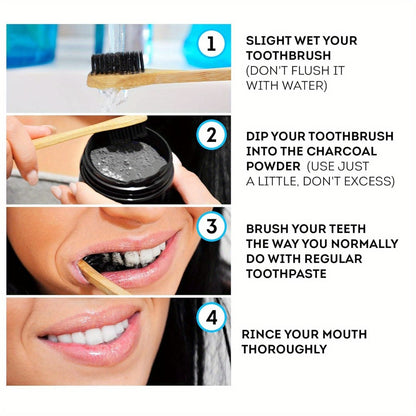 Activated Charcoal Teeth Whitening Powder 60g Natural Stain Remover for Coffee Tea Tobacco Deep Cleaning Breath Freshener Dental Care Polishing Powder for Men Women