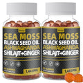 2 Month Supply, Sea Moss Gummies Black Seed Oil, Ashwagandha, Ginger, Shila Gummies with Elderberry, Chlorophyll, Turmeric, Bladderwrack, 60 Gummies Per Bottle