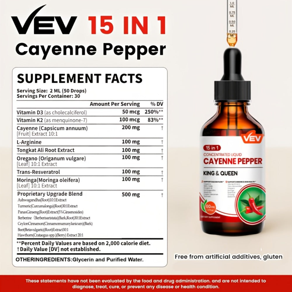 VEV Berberine Capsules, Cayenne Pepper Drops, Berberine Supplement With Ceylon Cinnamon, Cayenne Pepper, Turmeric, Milk Thistle, For Adults, Daily Gifts