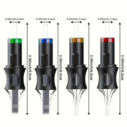 Tattoo Cartridge Needles 50Pcs Assorted - POSEIDON V5 Round Liner Shader Magnum Mixed Sizes 5RL 7RL 9RL 5RS 7RS 9RS 7RM 7M1 15M1 15RM Disposable Safety Cartridge Needles for Tattoo Supplies