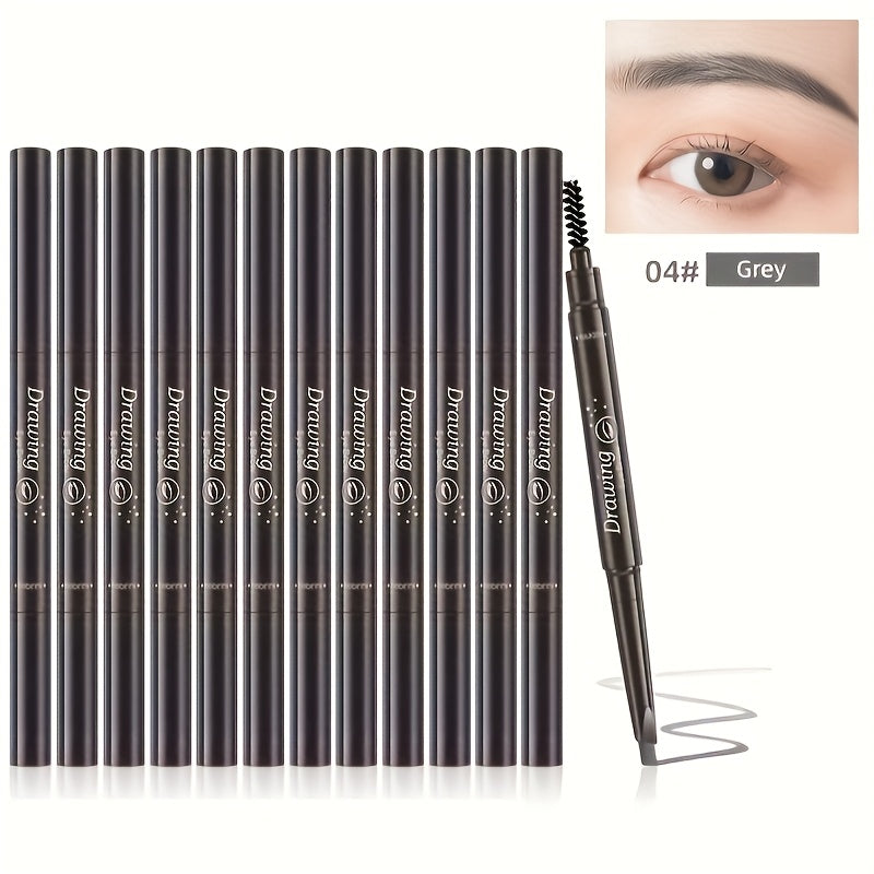 Eyebrow Pencil 12 Pack Double-Headed Automatic Waterproof Brow Pencil with Brush Tip 5 Colors Natural Makeup Long-Lasting Precision Eyebrow Definer for Women