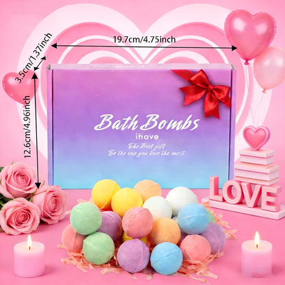 Bath Bombs Gift Set 24pcs Handmade Bubble Bath Fizzes with Essential Oils Moisturizing Spa Bath Bombs for Women Gift for Wife Girlfriend Sister Birthday Christmas Valentine Anniversary