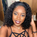 Headband Wig Human Hair Kinky Curly Human Hair Wigs No Lace Wigs Glueless Wig Human Hair Full Machine Made Brazilian Human Hair Wigs for Women 180% Density