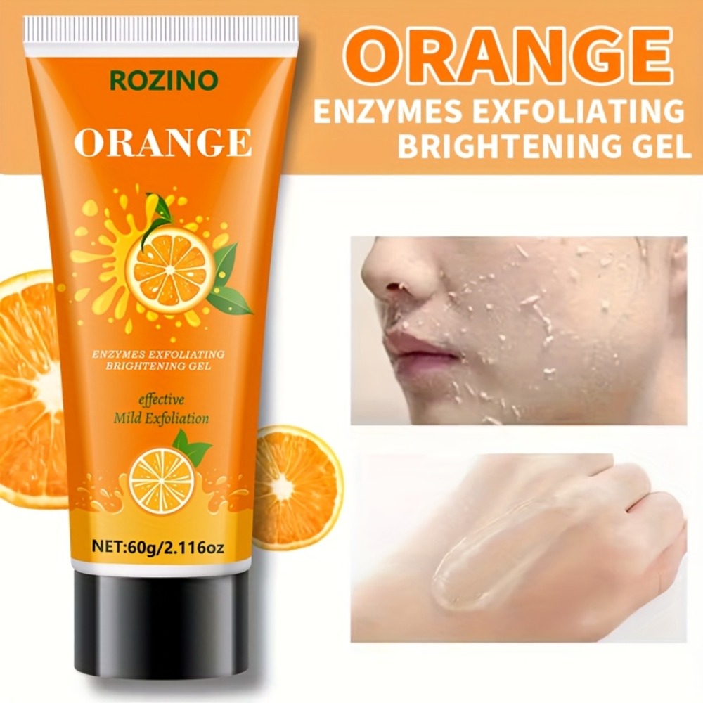 60g Orange Enzyme Cleansing Gel - Gentle Exfoliating & Moisturizing Gel with Aloe Vera, Hyaluronic Acid & Vitamin C - Deep Pore Cleansing for Body, Face