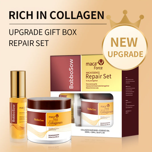 Collagen Hair Deep Conditioning Hair Mask Argan Oil Set |Maca Collagen Essence Repairing Hair Mask & Oil Set| Deep Conditioning for Damaged, Dry Hair - Restores Shine, Adds Strength & Elasticity Holiday Gifts for Women
