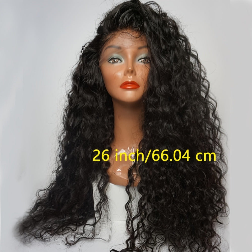 13*4 Lace Front Wigs 26 Inch Long Black Hair Lace Wigs Loose Curly Hair Glueless Heat Resistant Synthetic Lace Front Wigs For Black Women Hair Replacement Wigs For Daily & Party Use