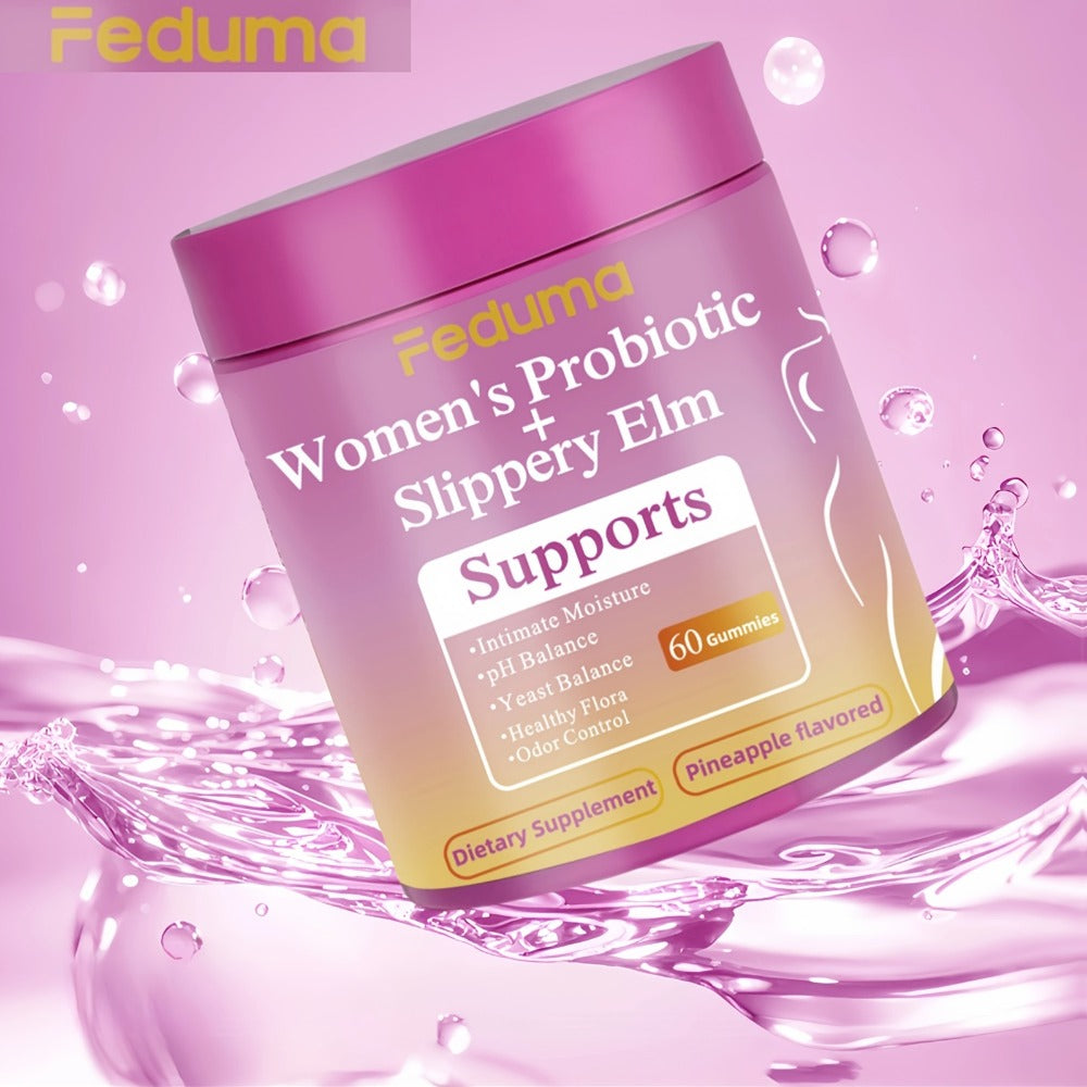 [Probiotic Gummies] 1/2 Bottle, Package-60 Gummies/80 Gummies, Feduma Women's Probiotic Gummies Her Juicy Blend of Slippery Elm for Intimate Moisture, Odor Control, And Healthy Flora, 60 Pineapple, Flavored Gummies!