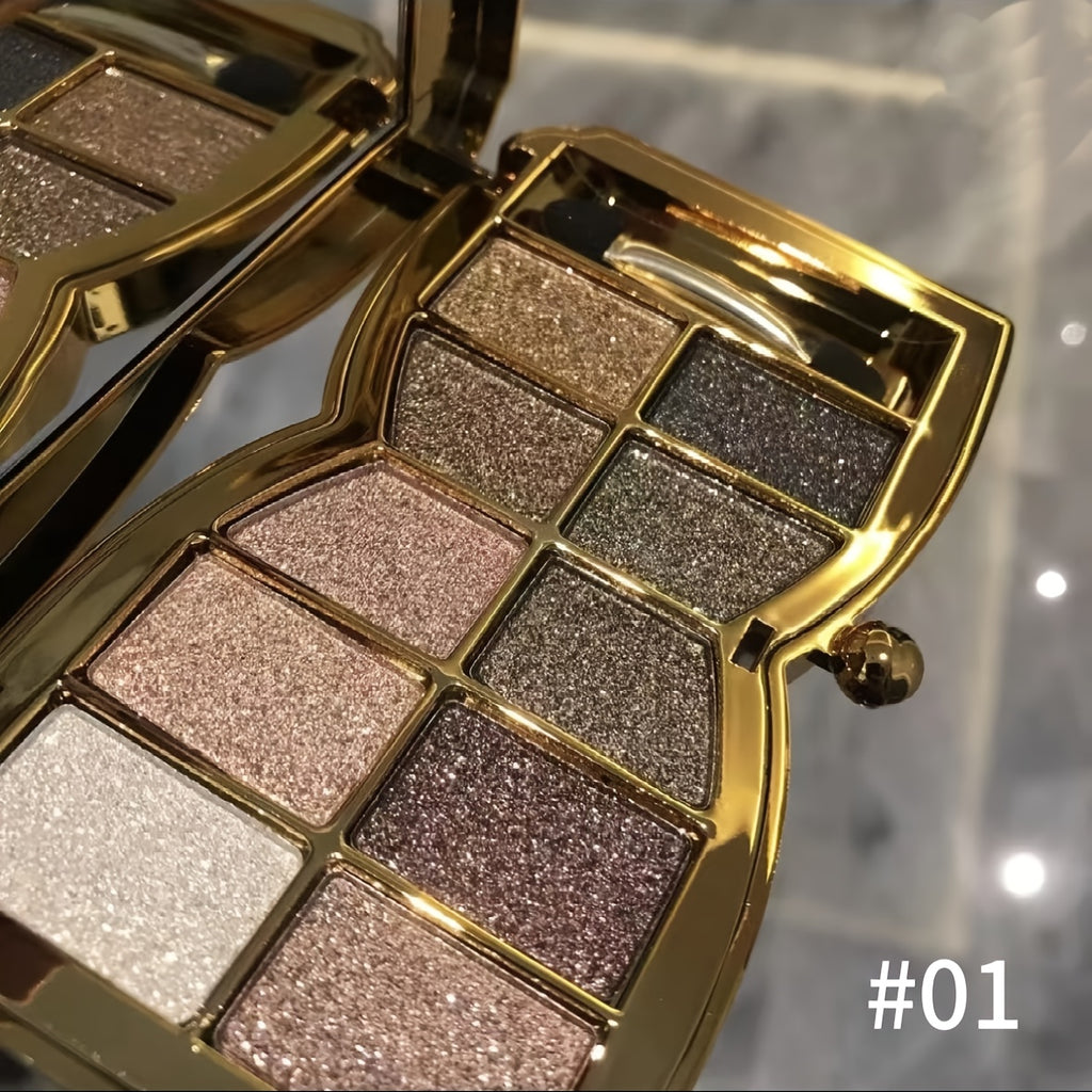 10-color Luxury Shimmer Eyeshadow Palette With Brush And Mirror, Matte And Pearlescent Eyeshadow Palette, Long-lasting And Easy-to-apply Eyeshadow, Create Gorgeous Looks For Music Festivals, Easter, And Queuing