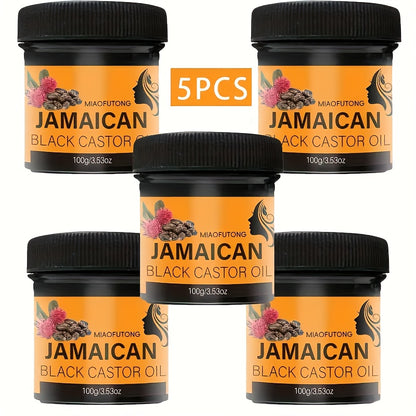 Black Castor Oil Hair Milk 5pcs — 100% Jamaica Pure Cold-Pressed Castor Oil for Deep Moisturizing, Curly Hair Care & Frizz Control | Prevents Dryness, Split Ends & Knots