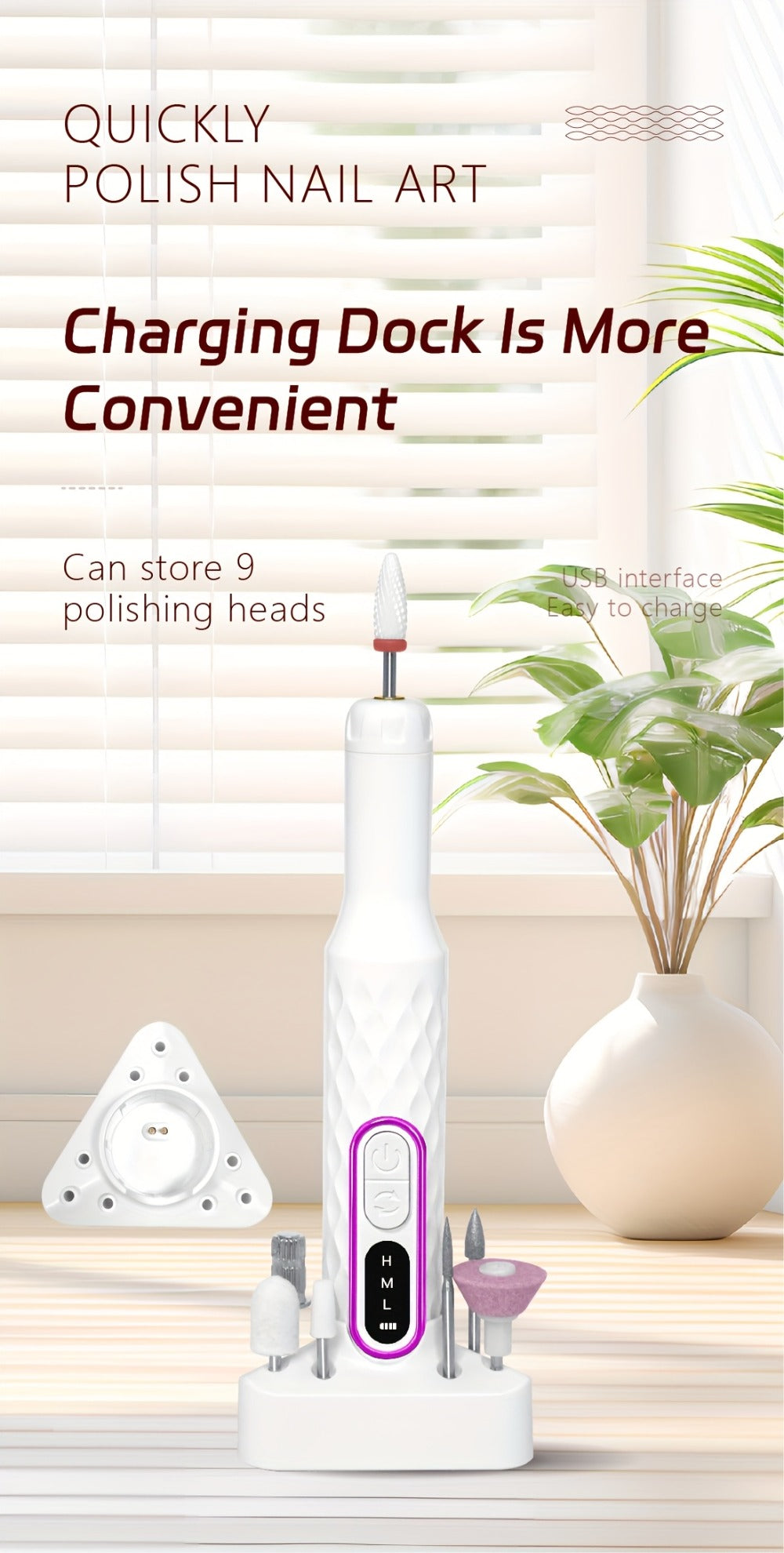 Electric Nail Drill with Portable File And Accessory Bits for Manicure And Nail Care, Featuring Adjustable Speed.