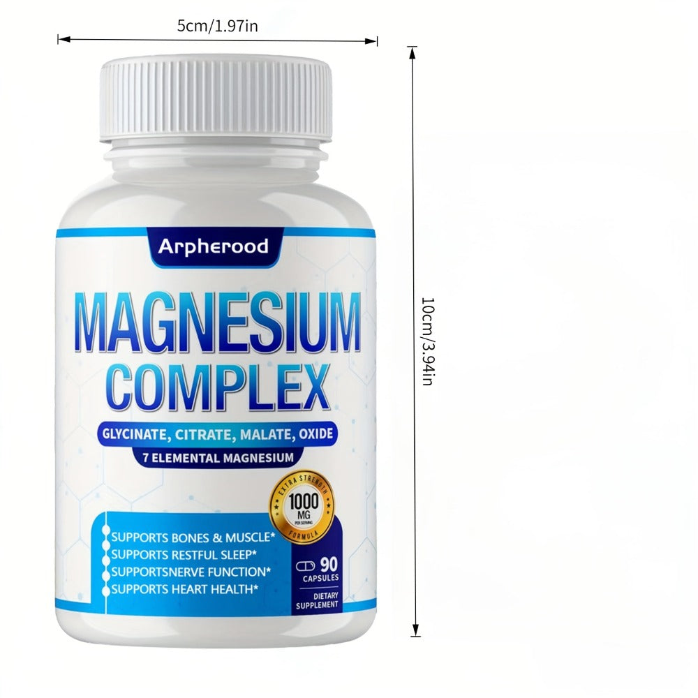 [Magnesium Complex Supplement] Limited Time Offer Magnesium Complex Supplement 180 Capsules | 1000 Mg of 7 Elements - Magnesium Glycinate, Magnesium Malate, Magnesium Taurate, Magnesium Oxide, Magnesium Oxalate