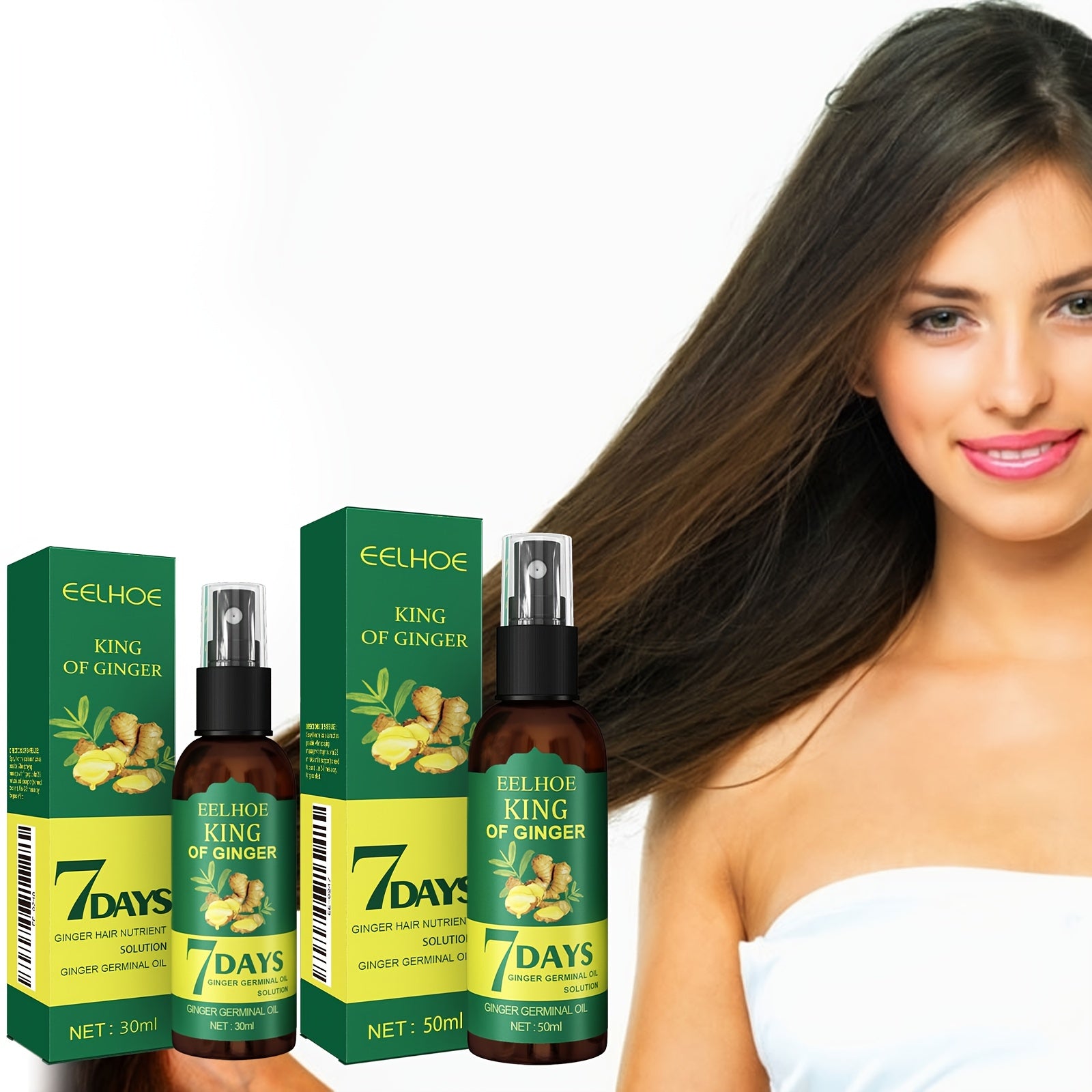 6pcs Seven-Day Moisturizing Ginger Hair Oil Spray, Suitable for Dry, Frizzy, And Curly Hair, Making It Easier to Comb, Nourishing, Gentle on The Skin, And Suitable for All Hair Types. Enhances Overall Texture