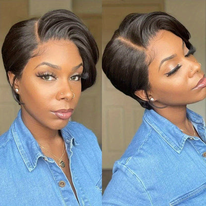 Body Wave Bob Wig Human Hair 4x1 Lace Frontal Glueless Pre Cut 6 Inch Highlight Brown Lace Front Wig for Women Beginner Friendly