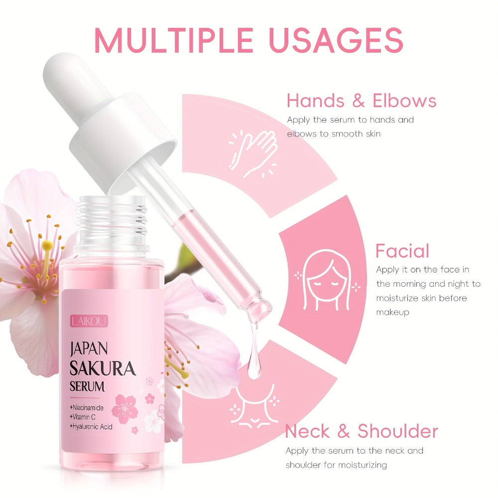 LAIKOU Sakura Gift Box 4pcs Skincare Set, Serum 0.59Fl.Oz, Skin Moisturizer 0.88Oz, Eye Cream 0.53Oz, Soft Foam Facial Wash 1.76Oz, Mother'S Day Gift Set, for Uneven Complexion
