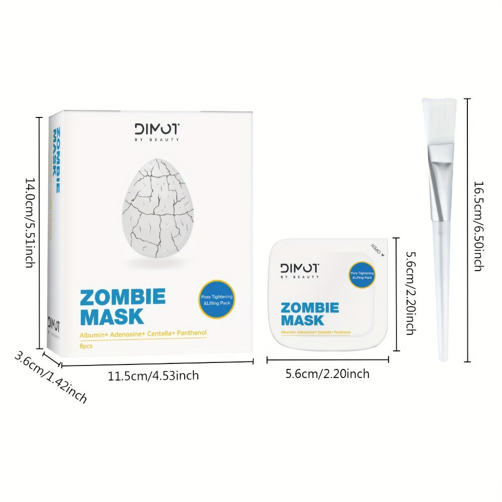 8pcs/box - Women's Zombie Skin Care Mask, Comes with A Free Application Brush, Contains Various Skin Care Ingredients, Effectively Helps Moisturize The Skin, Effectively Improves Skin Texture