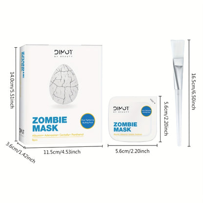Zombie Face Mask 8pcs Plant Squalane Moisturizing Skin Texture Improving Facial Mask Set for Women with Application Brush & Spatula All Skin Types
