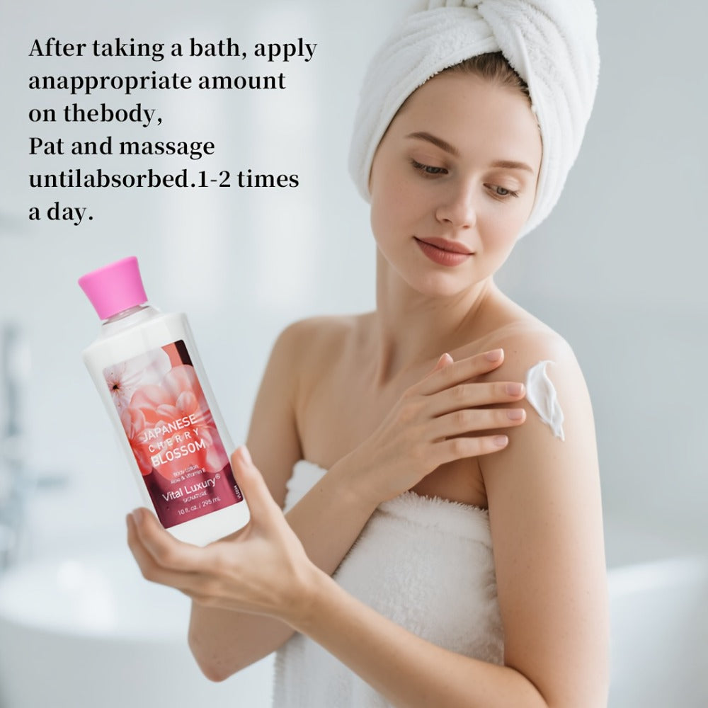 Body Lotion Moisturizing Hand Cream with Vitamin C & Glycerin - Multiple Scents Japanese Cherry Blossom Vanilla Cotton Candy Deep Hydrating Lotion for Dry Skin All Skin Types Women Men
