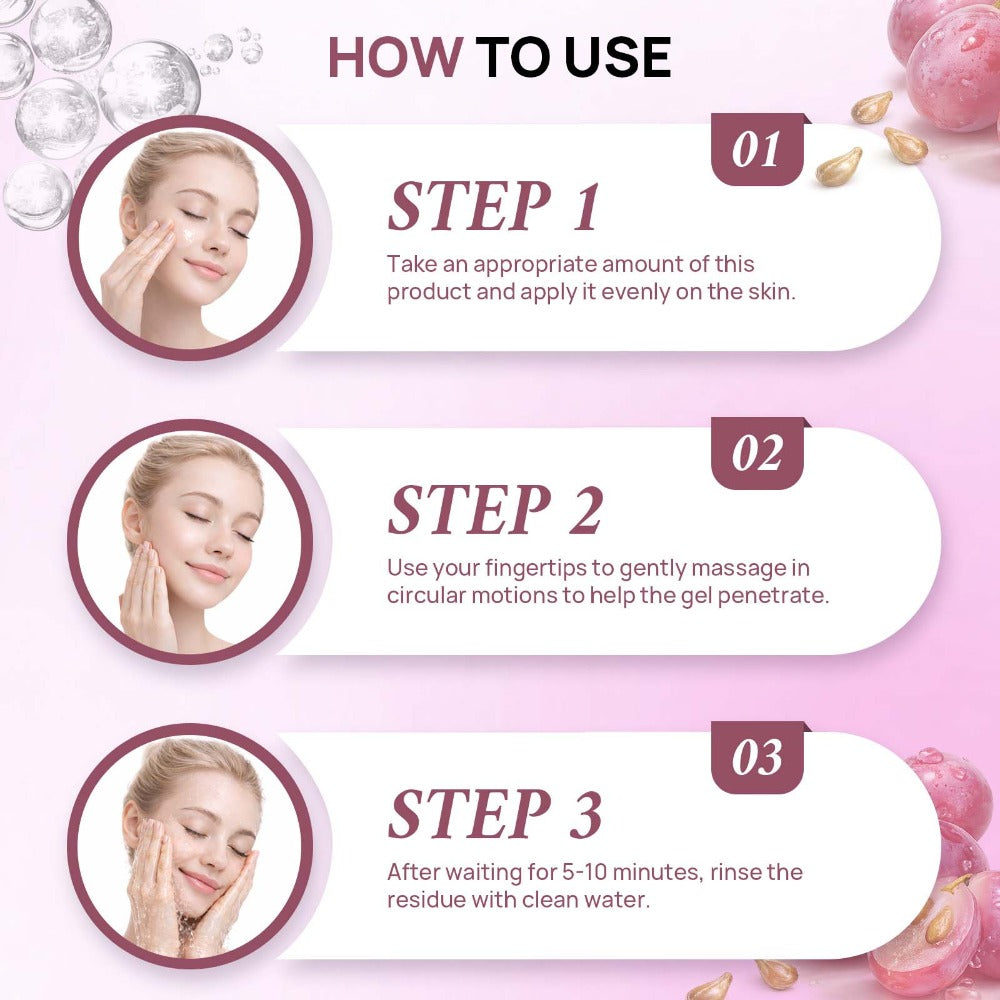 Body And Face Exfoliating Gel - Enriched with Grape And Malic Acid - Deeply Cleanses Skin, Removes Dead Skin Cells from Body And Face, Soothes Skin, Physically Exfoliates Through Gentle Scrubbing, Portable And Easy to Use